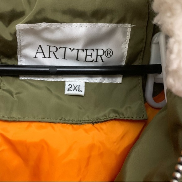 Artter Women’s Olive Green & Orange‎ Winter Puffer Utility Jacket Size 2XL - Picture 5 of 7